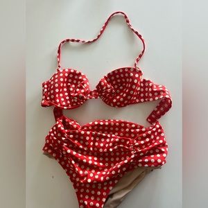 Red retro polka dot bikini